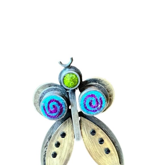 Michele Friedman Wool Felt Sterling Dragonfly Brooch - Picture 6 of 9